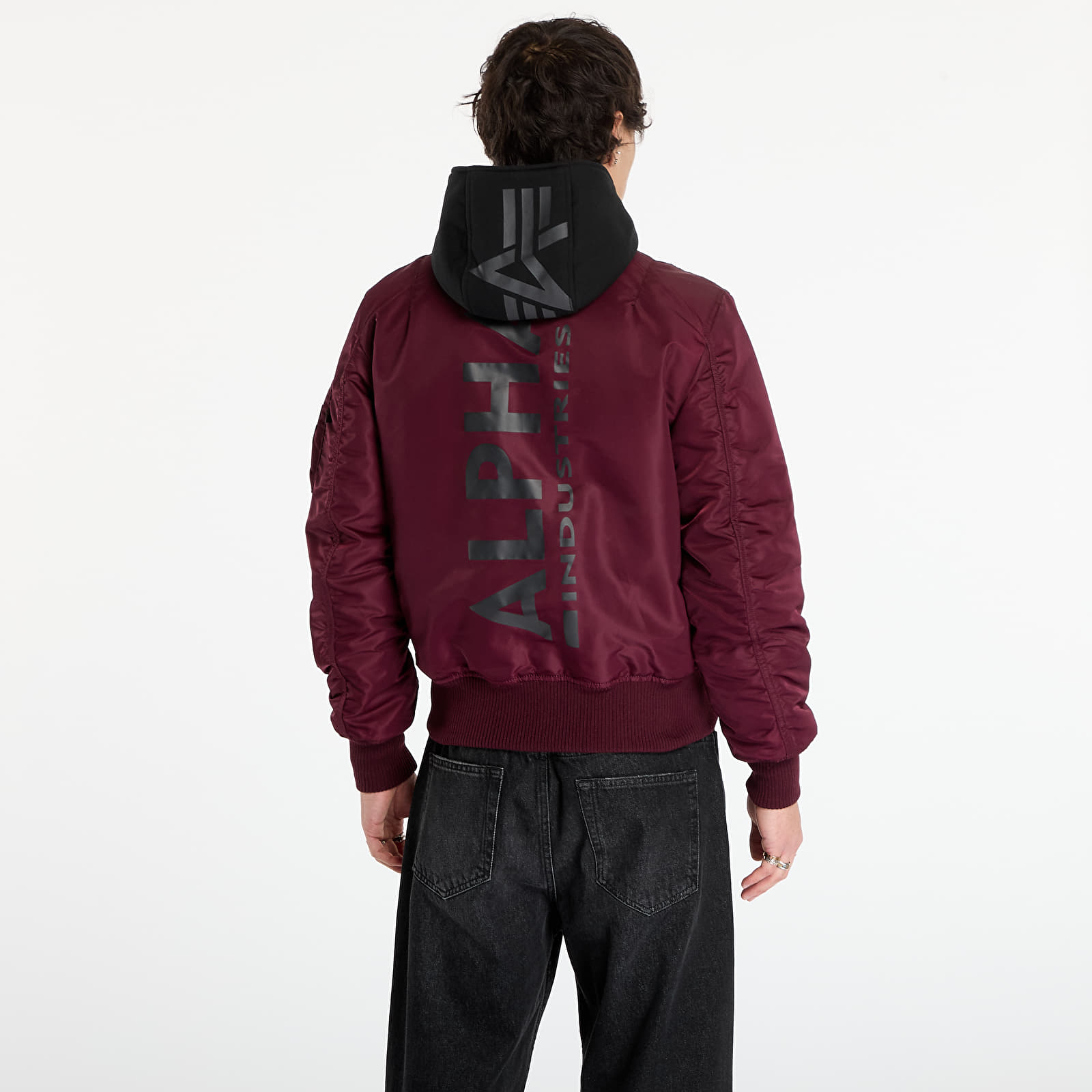 Miesten takit Alpha Industries MA-1 Zip Hood Backprint Dark Cherry