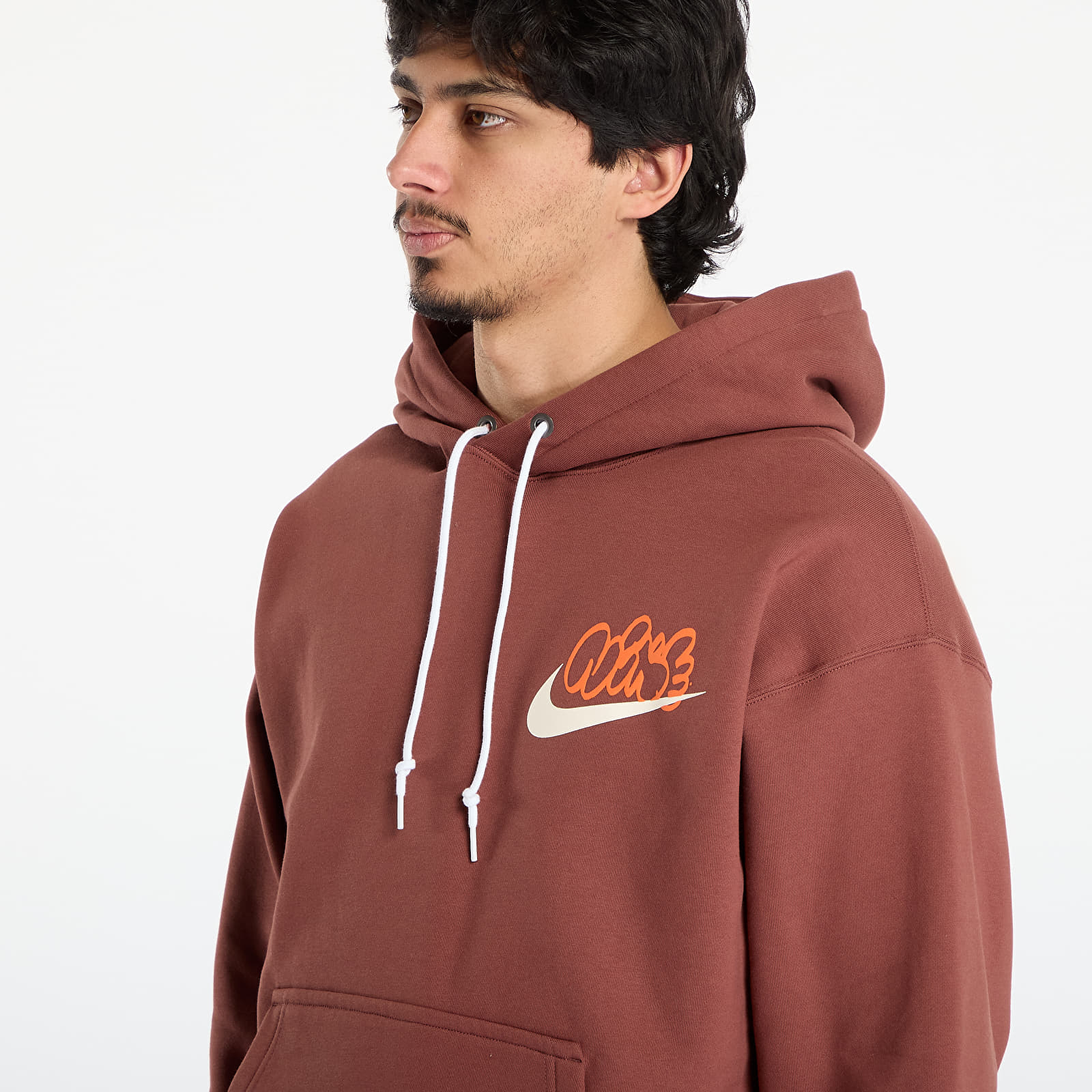 Férfi kapucnis pulcsik Nike Solo Swoosh Men's Fleece Hoodie Red Sepia