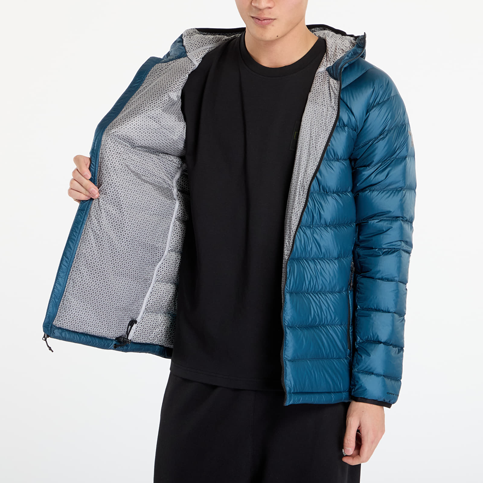 Pánské bundy Columbia Arctic Crest™ Down Hooded Jacket Everblue