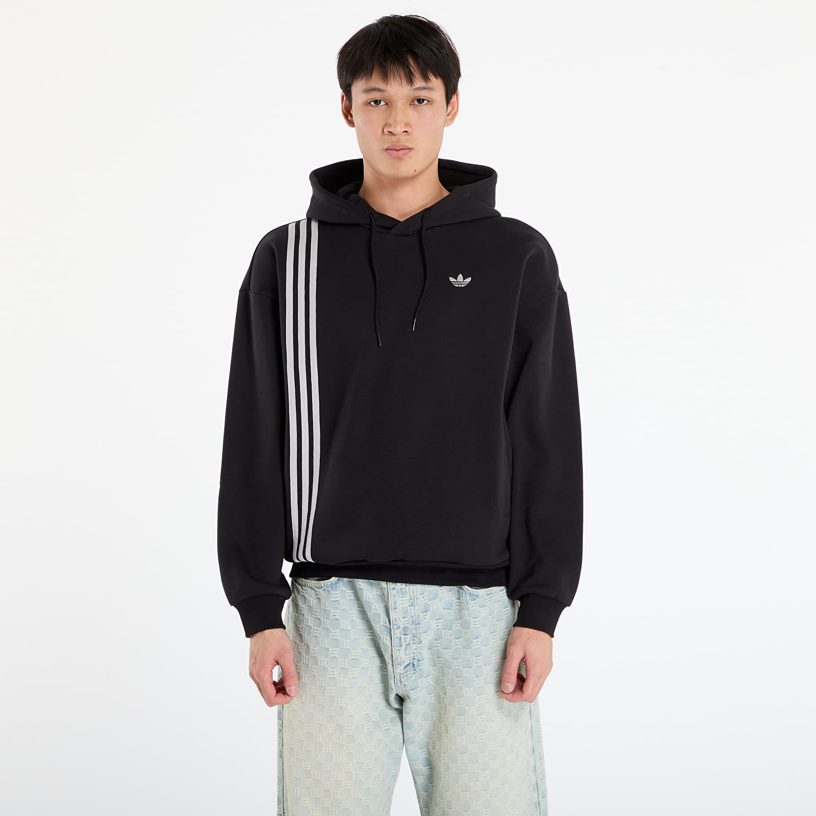Moški hoodiji adidas Front Stripes Hoodie Black