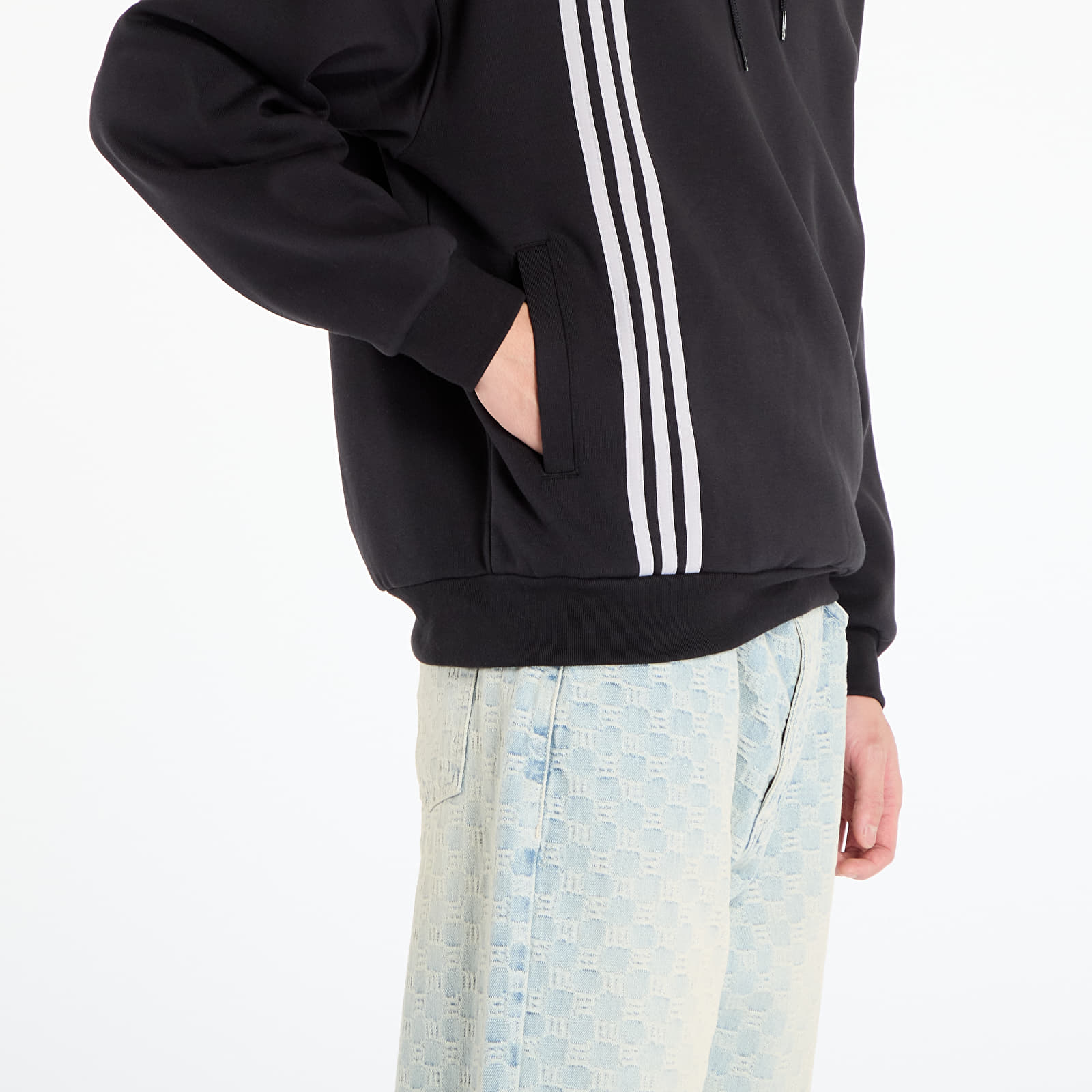 Moški hoodiji adidas Front Stripes Hoodie Black