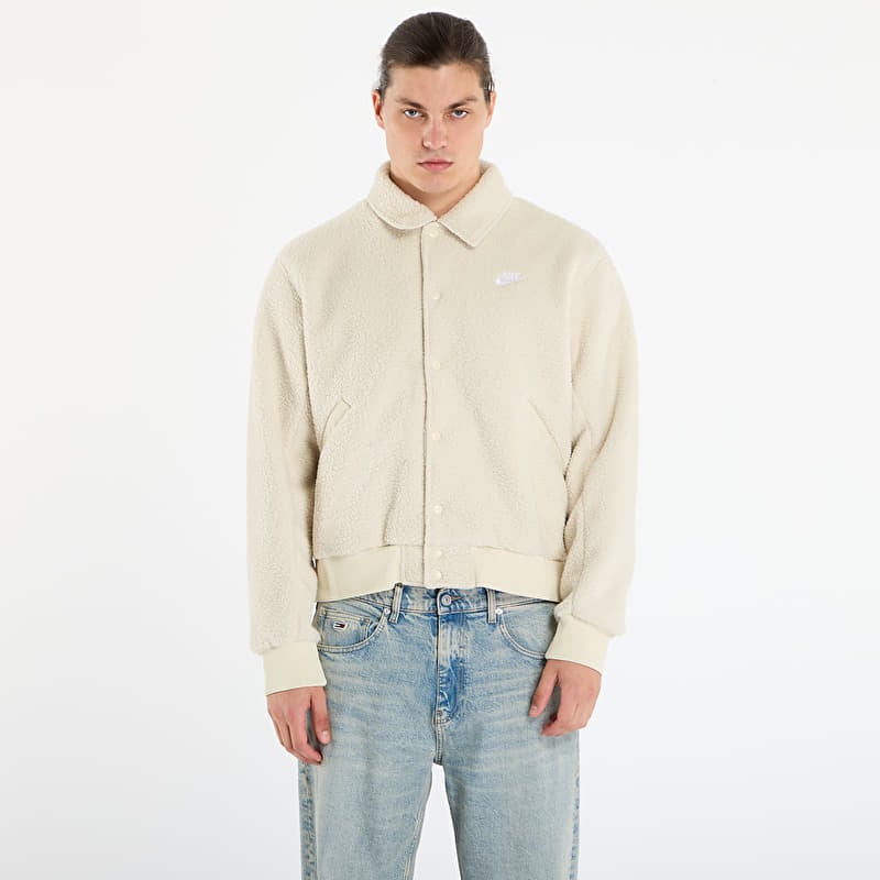 Veste Nike Sportswear Club Men's High-Pile Fleece Coaches Jacket Lt Khaki/ White