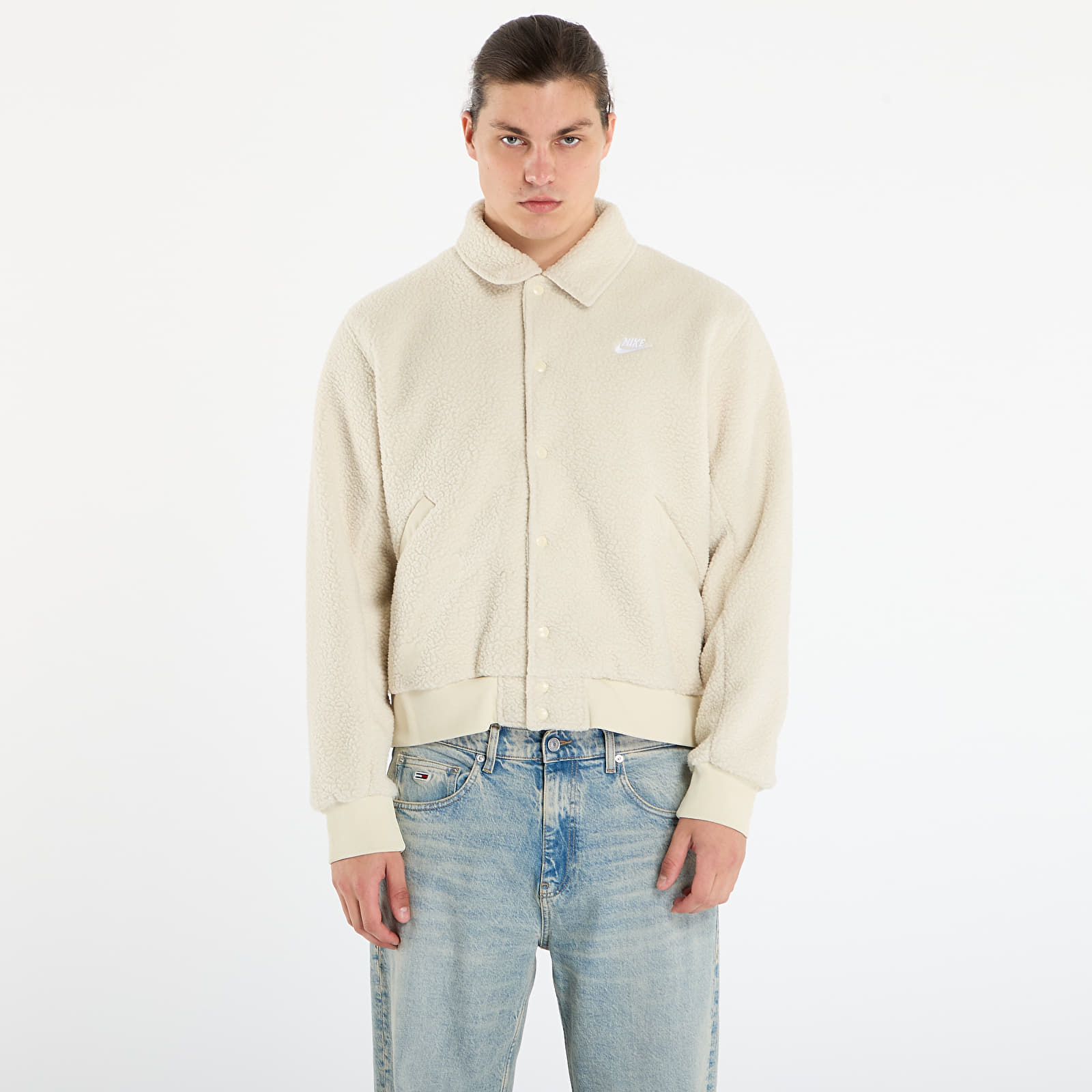 Jakne  Nike Sportswear Club Men's High-Pile Fleece Coaches Jacket Lt Khaki/ White