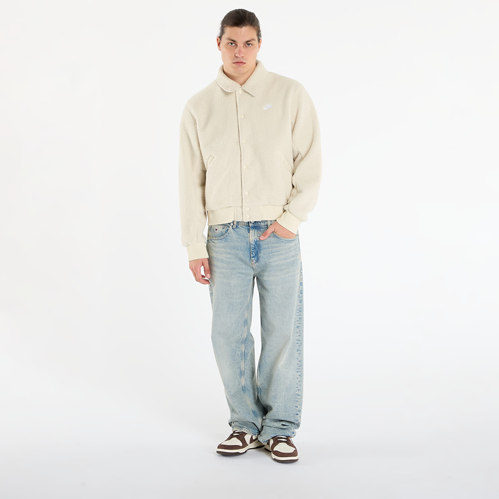 Jakne  Nike Sportswear Club Men's High-Pile Fleece Coaches Jacket Lt Khaki/ White