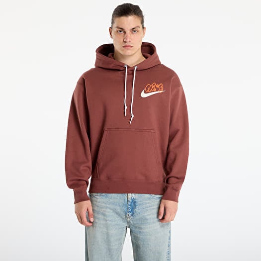 Sweatshirt Nike Solo Swoosh Men's Fleece Hoodie Red Sepia
