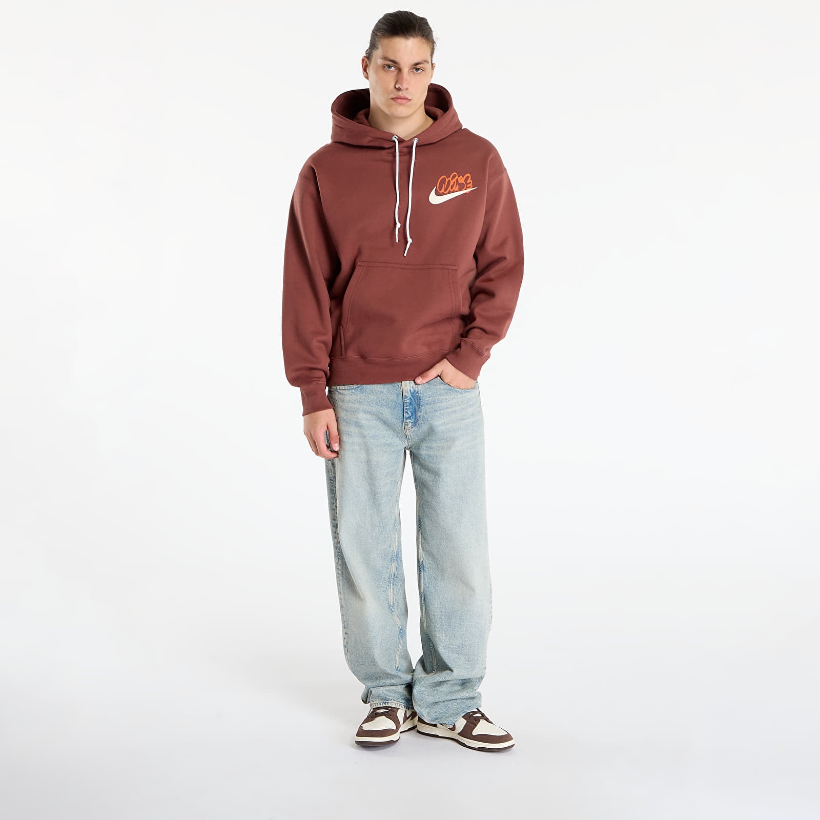 Meeste kampsunid Nike Solo Swoosh Men's Fleece Hoodie Red Sepia