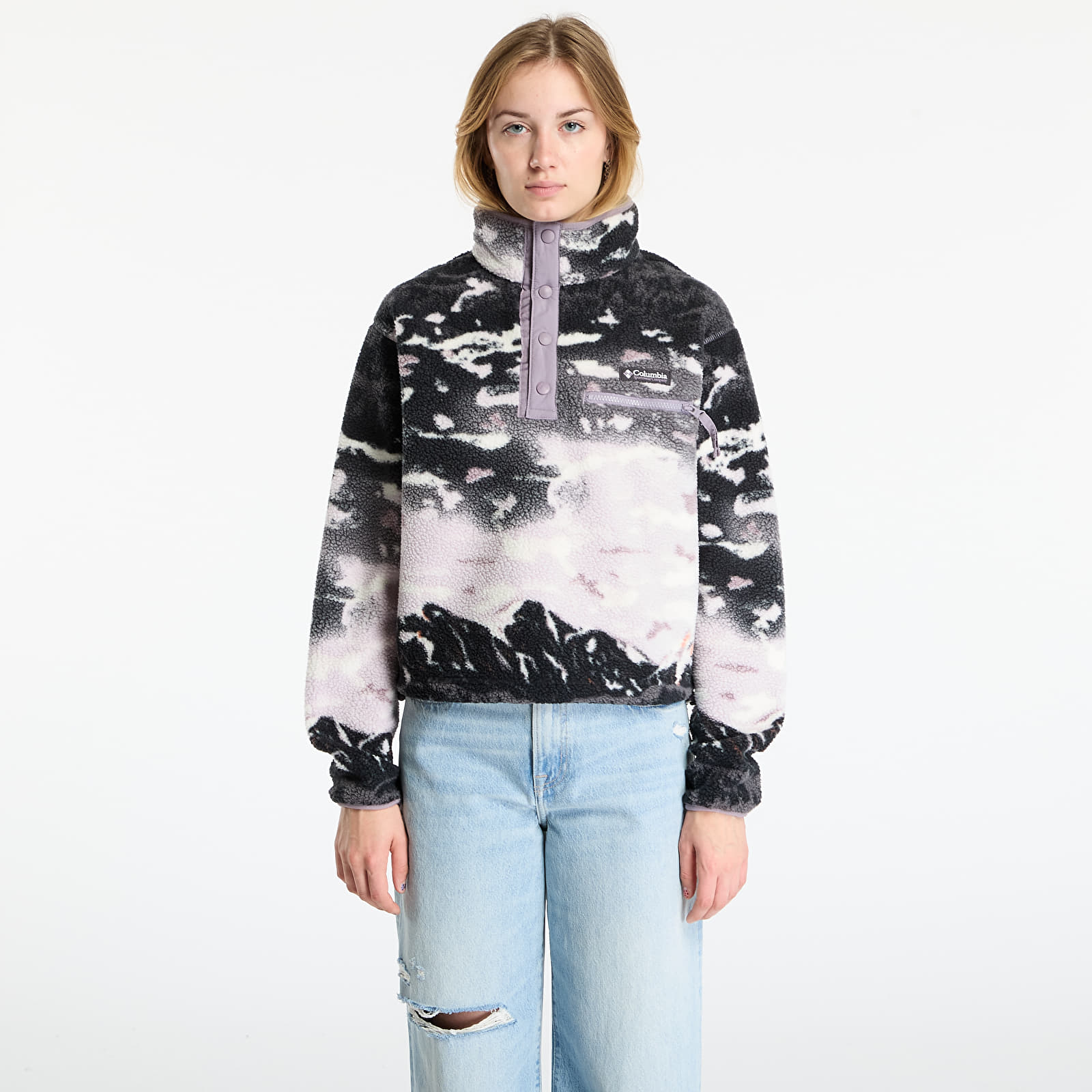 Women's Sweatshirts Columbia Helvetiaâ„¢ II Printed Cropped Half Snap Shale Purple Sisters/ Shale Purple