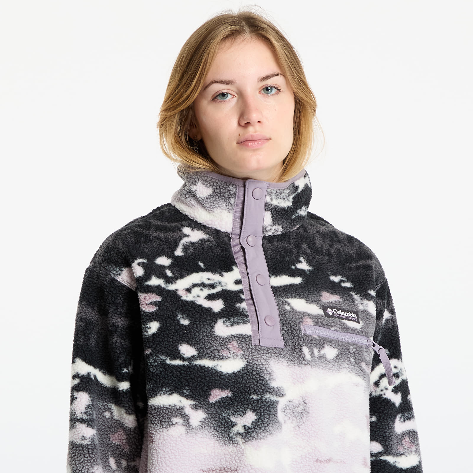 Women's Sweatshirts Columbia Helvetiaâ„¢ II Printed Cropped Half Snap Shale Purple Sisters/ Shale Purple