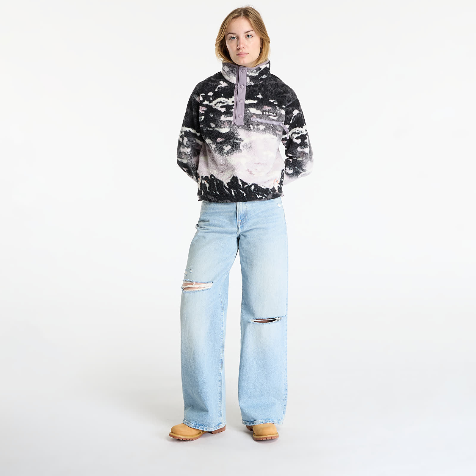 Women's Sweatshirts Columbia Helvetiaâ„¢ II Printed Cropped Half Snap Shale Purple Sisters/ Shale Purple