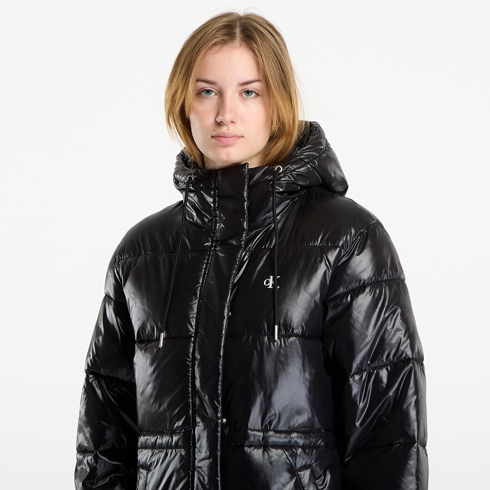 Dámské kabáty Calvin Klein Jeans Shine Long Puffer Coat Black