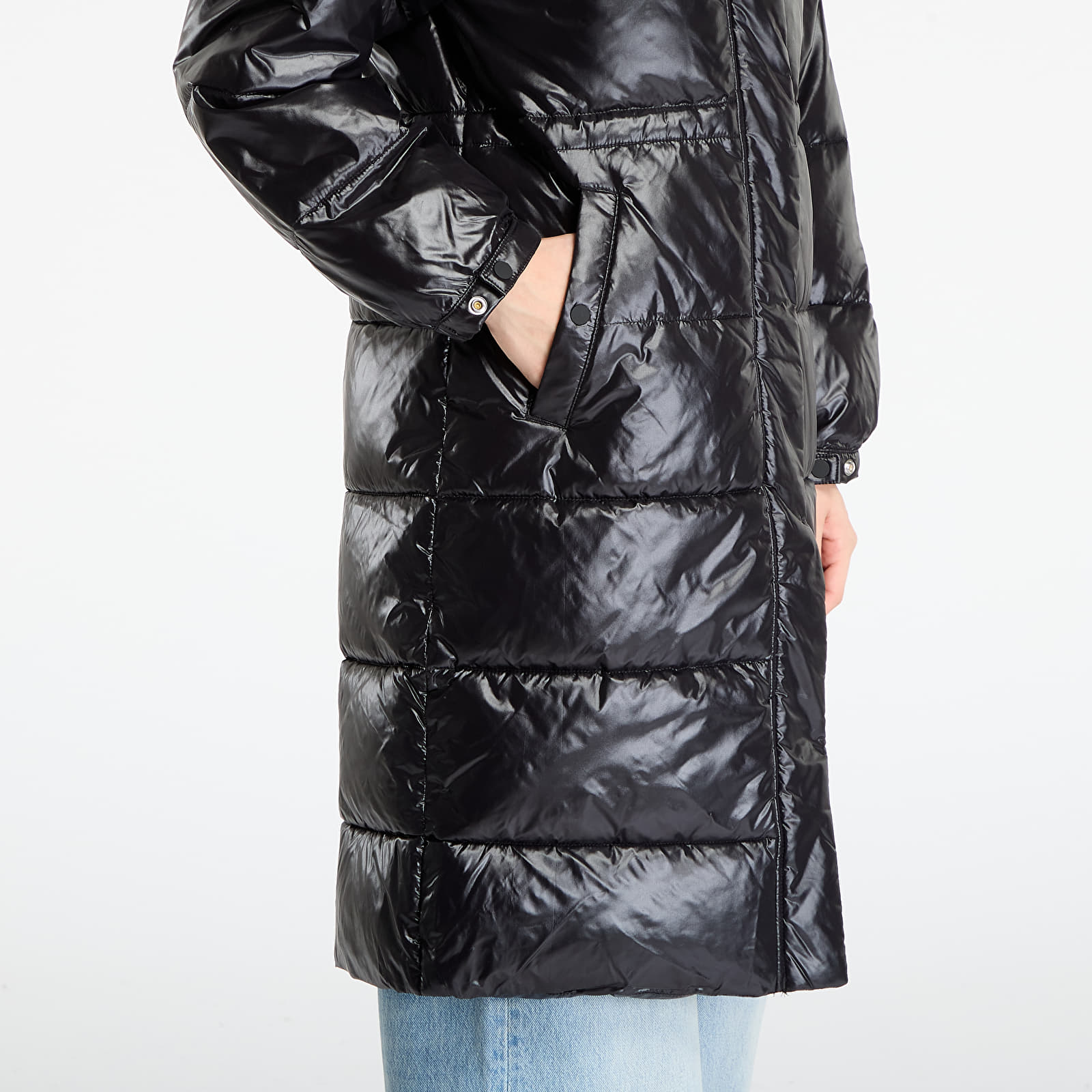 Dámské kabáty Calvin Klein Jeans Shine Long Puffer Coat Black