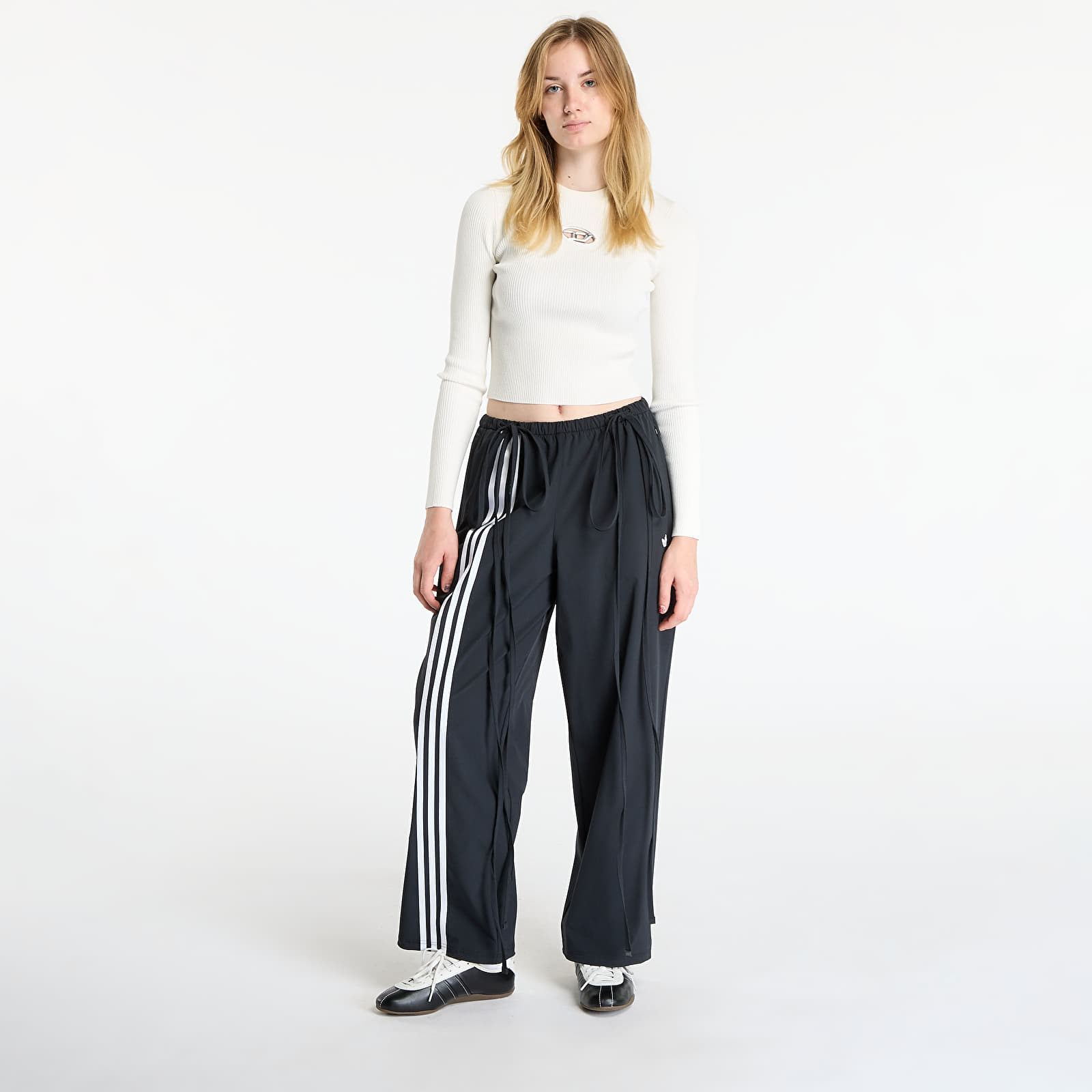 Sieviešu bikses adidas Ribbon Parachute Tracksuit Bottoms Black