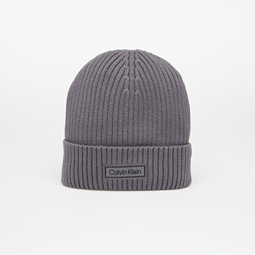 Mütze Calvin Klein Patch Chunky Rib Cot Hat Grey