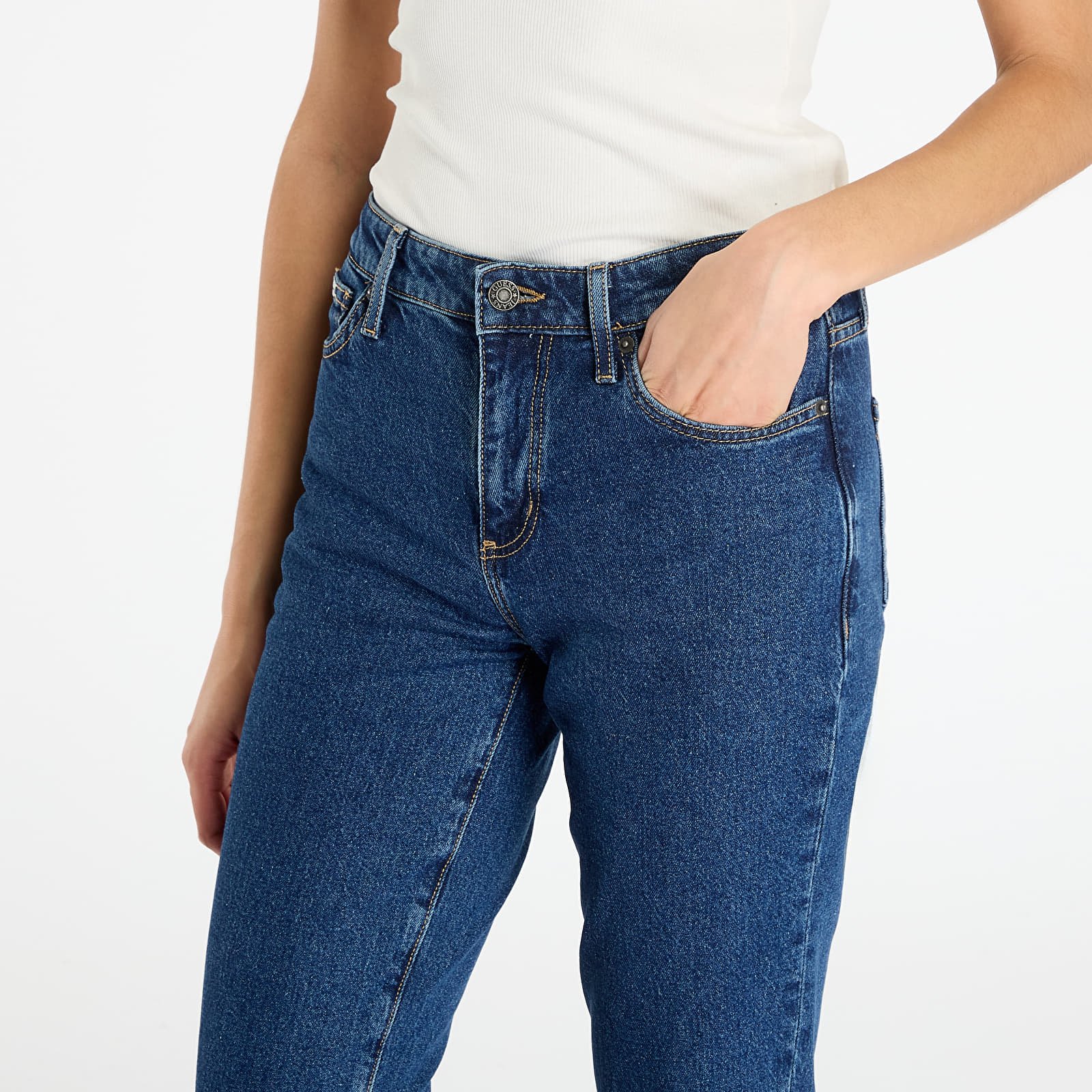 Blugi Guess Jeans G08 Mid Rise Stra Denim