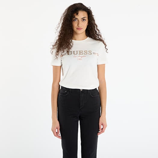 Tričko GUESS Bibia Ss T-Shirt Cream