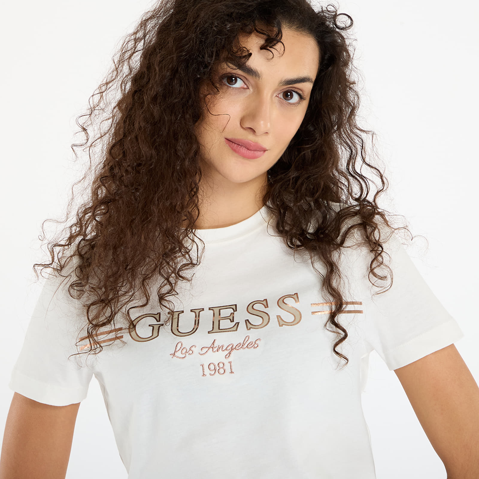 Trička GUESS Bibia Ss T-Shirt Cream