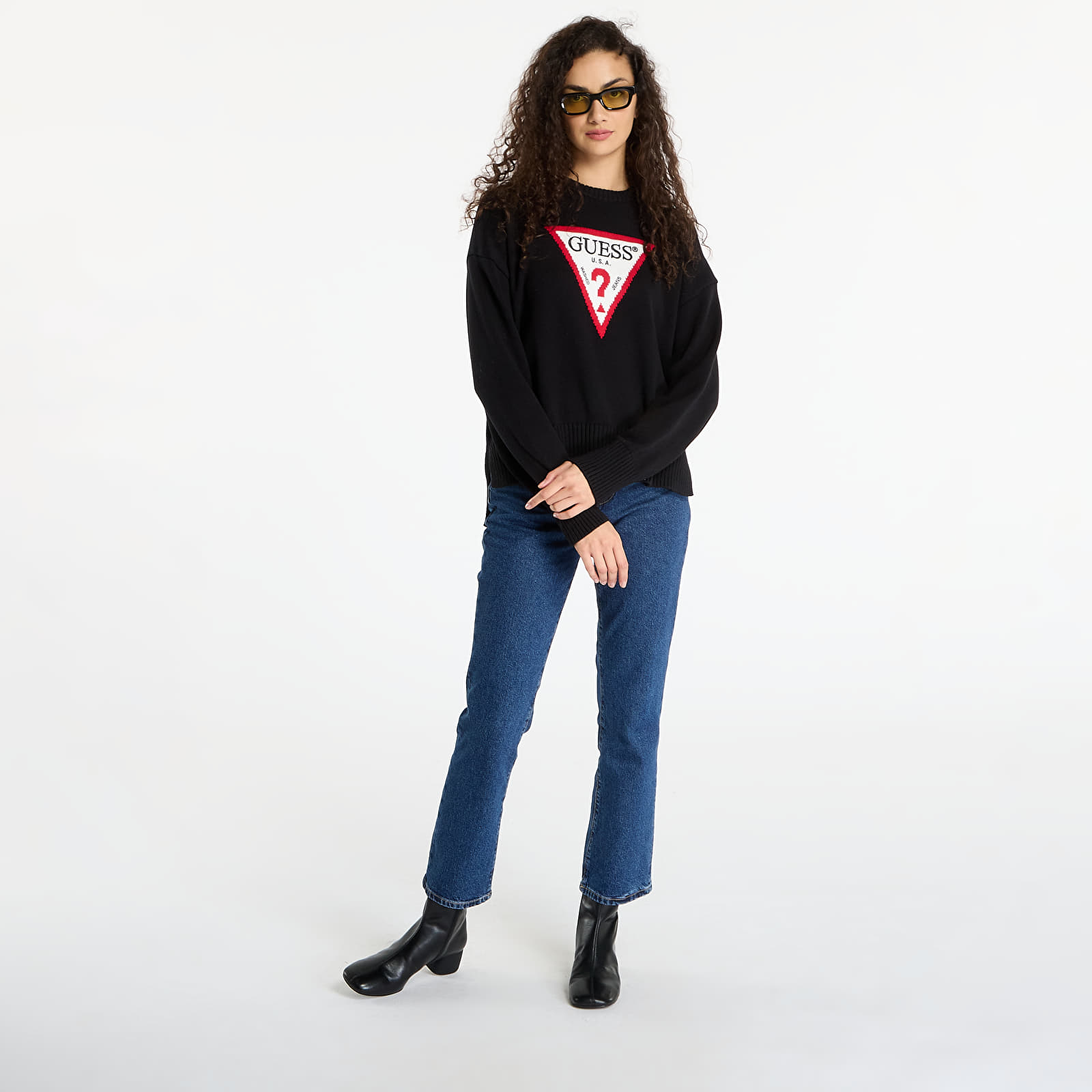Pullover Guess Jeans Ls Cn Big Triangl Black