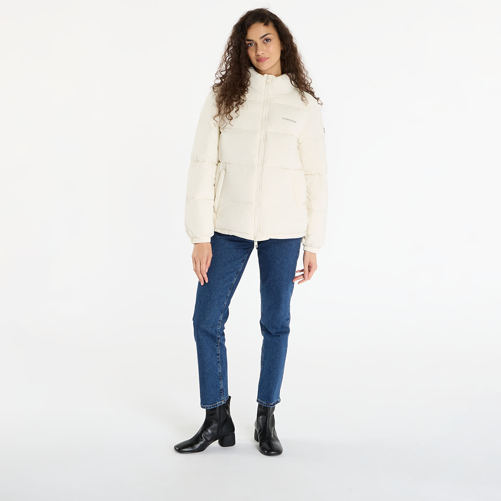 Jakne Guess Jeans Reg Lenght Puffer Cream