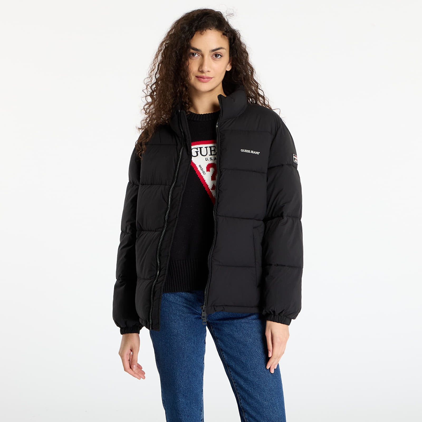 Jachetă Guess Jeans Reg Lenght Puffer Black XS