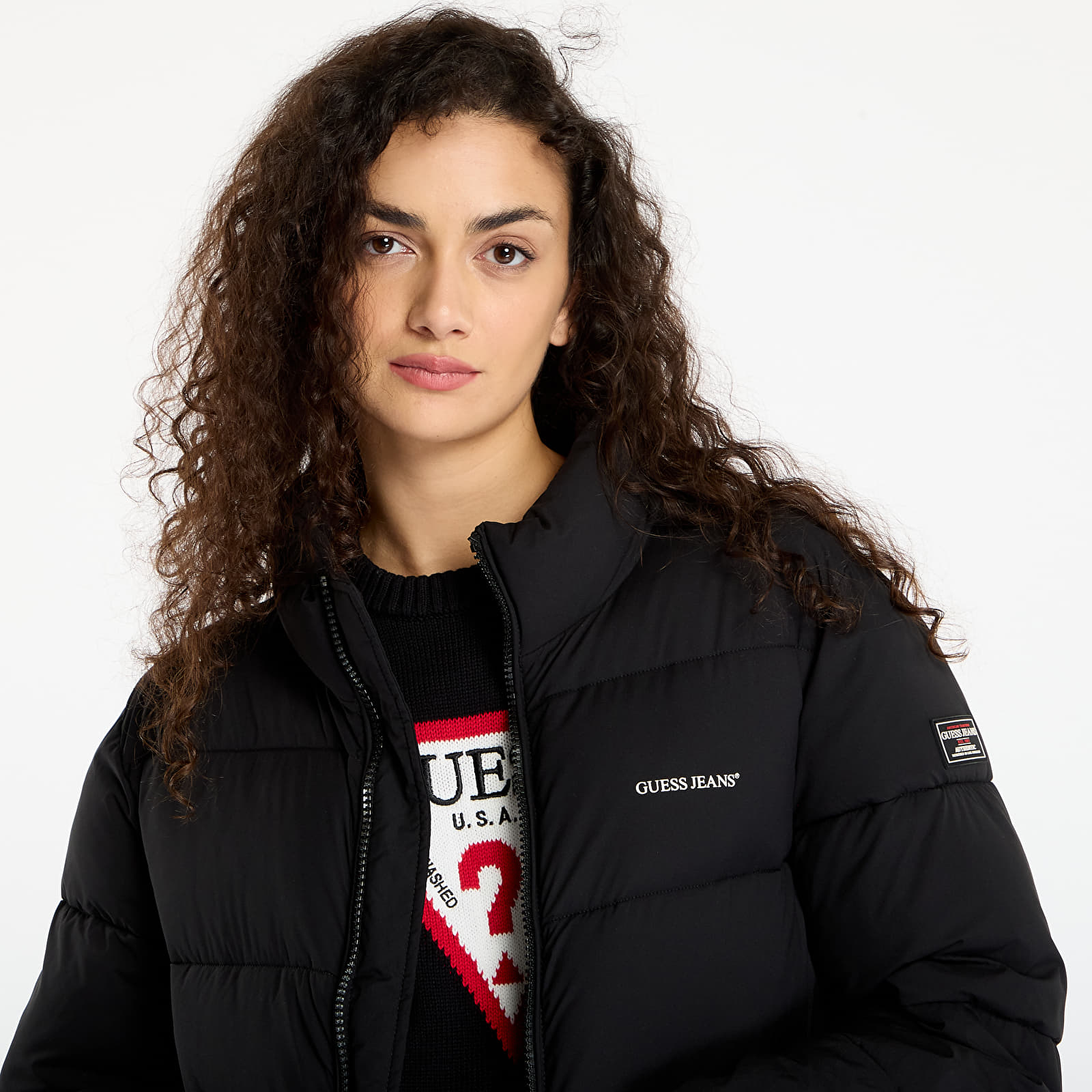 Jakne Guess Jeans Reg Lenght Puffer Black