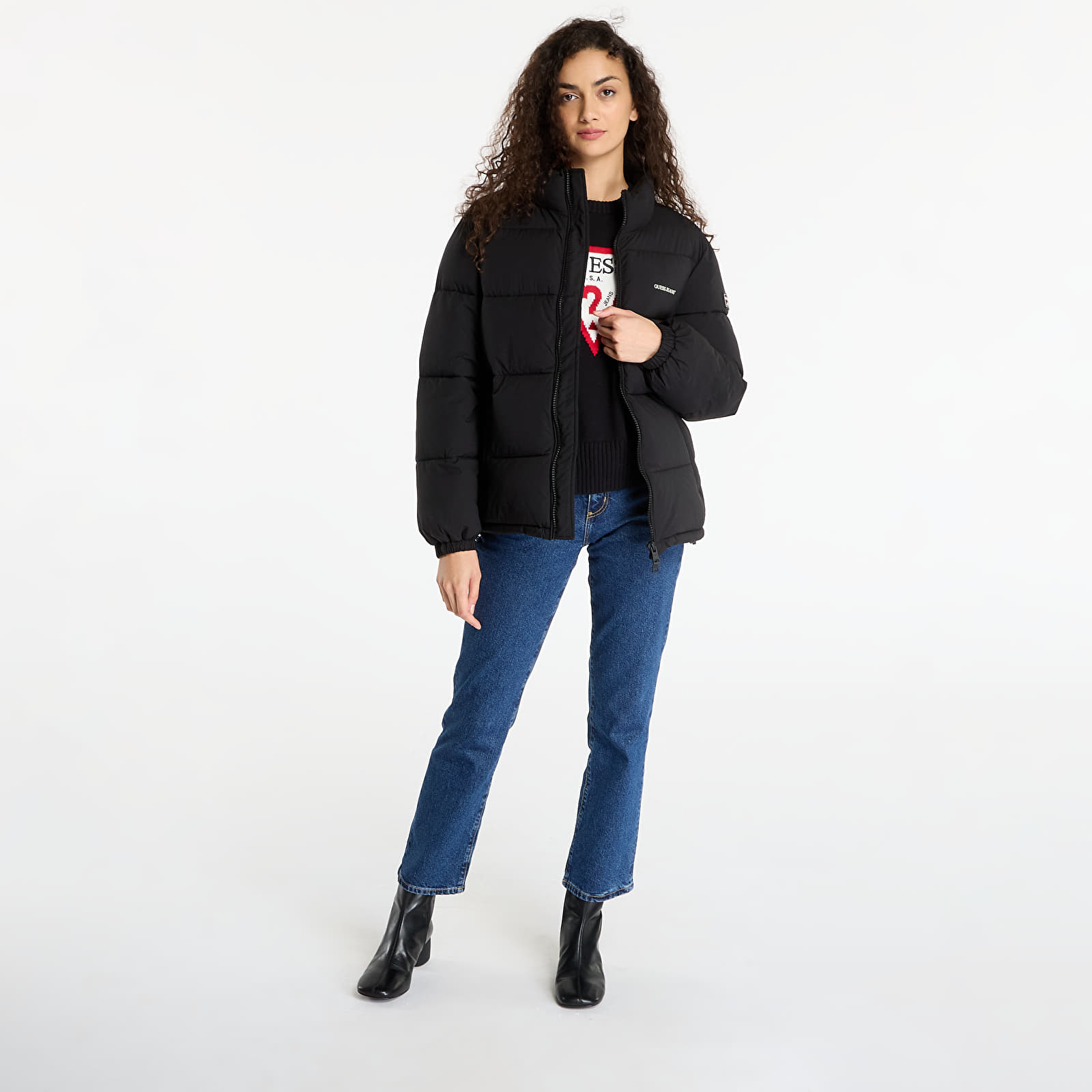 Jakne Guess Jeans Reg Lenght Puffer Black