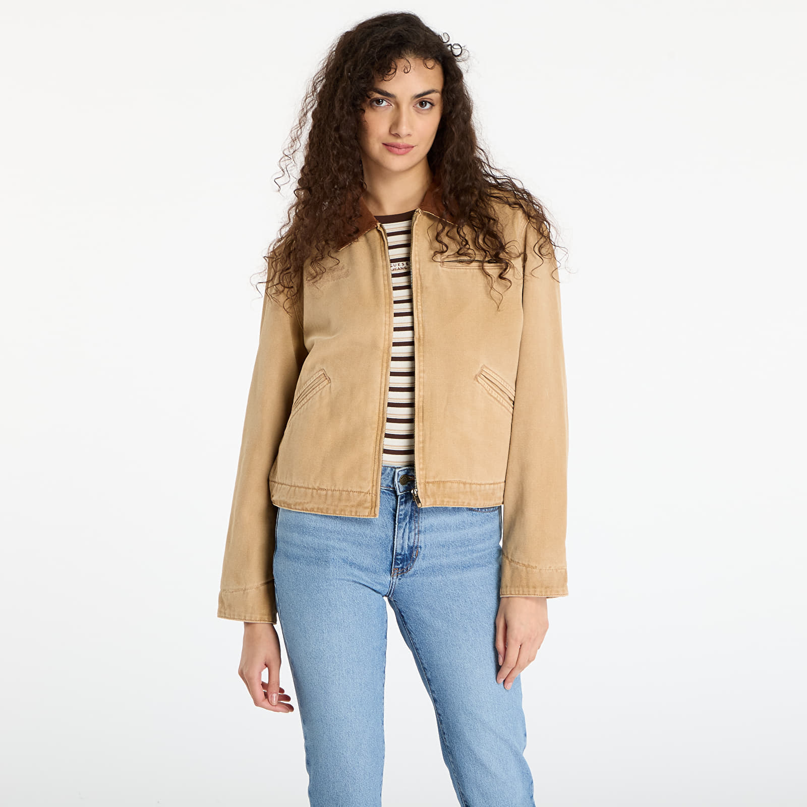 Jachetă Guess Originals Cropped Workwear Beige S