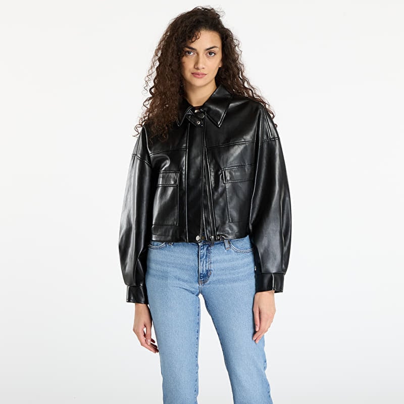 Jas GUESS Flaminia Crop Pu Jacket Black