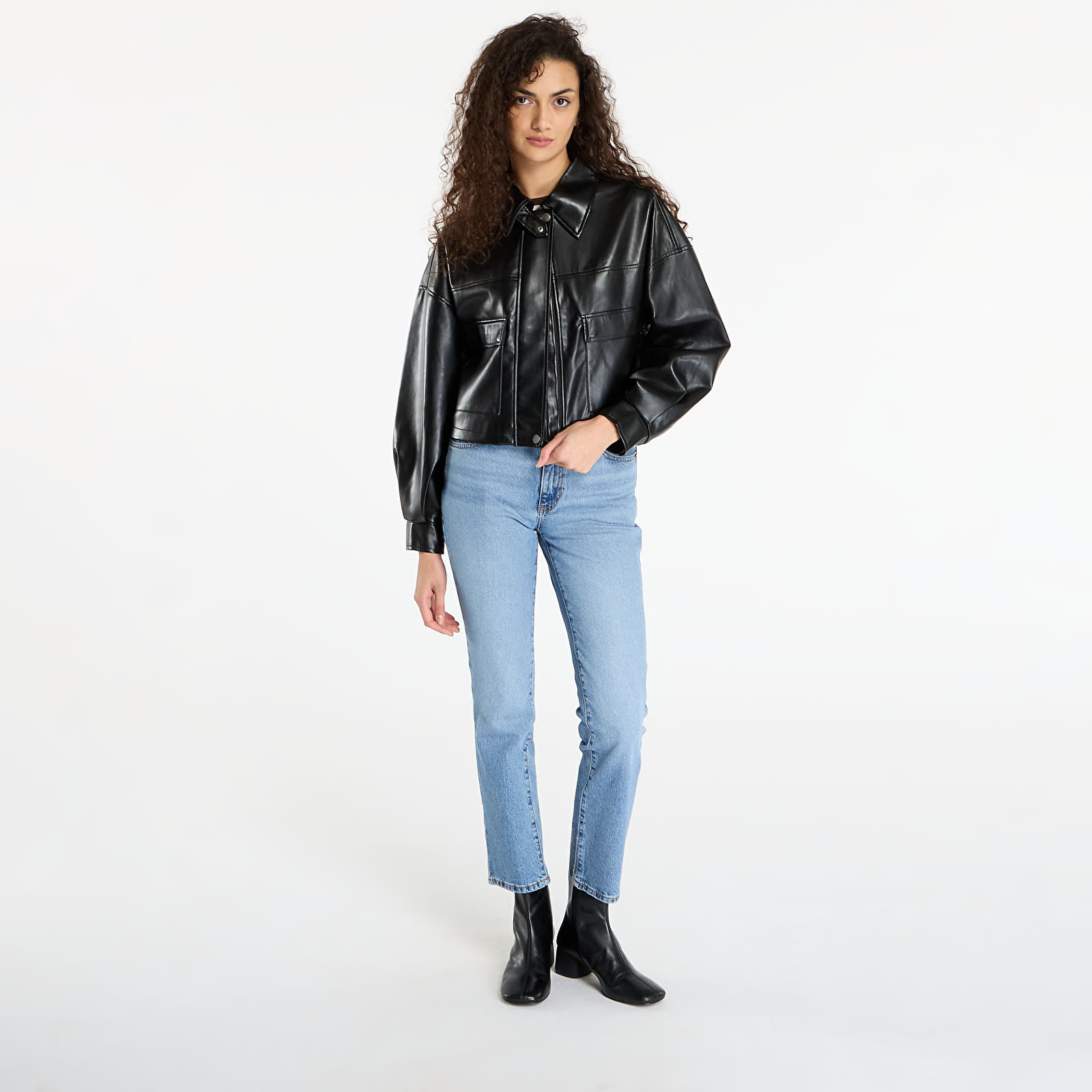 Bundy GUESS Flaminia Crop Pu Jacket Black