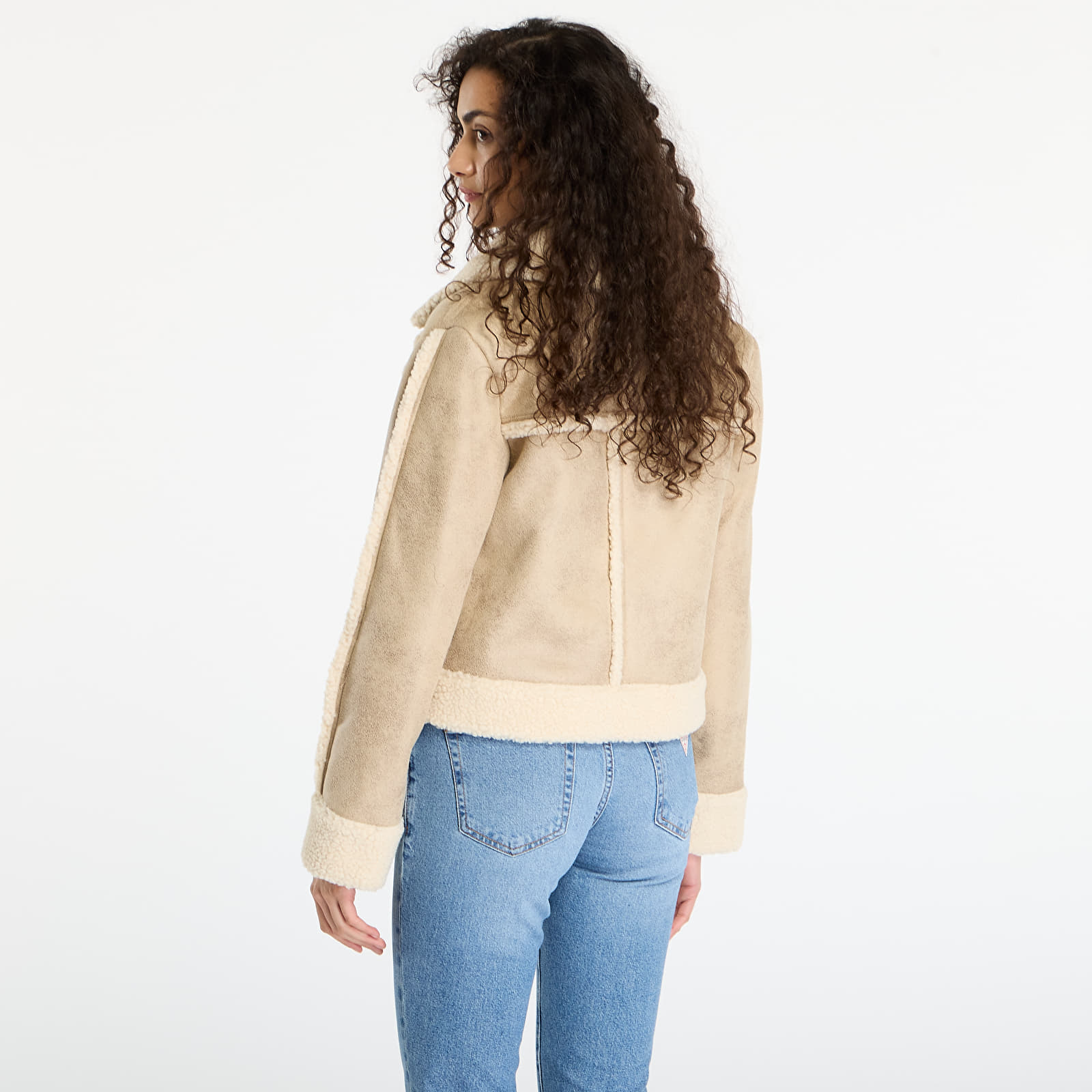 Jakne Guess Jeans Faux Shearling Jacket Beige