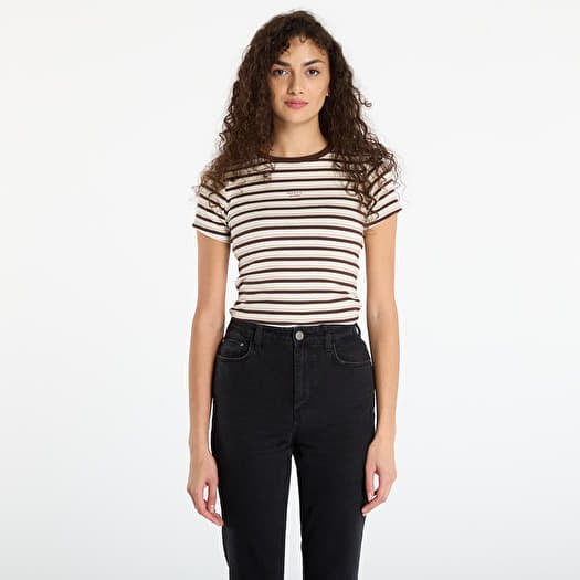 Guess Jeans Ss Cn Stripe Embr Beige/ Brown