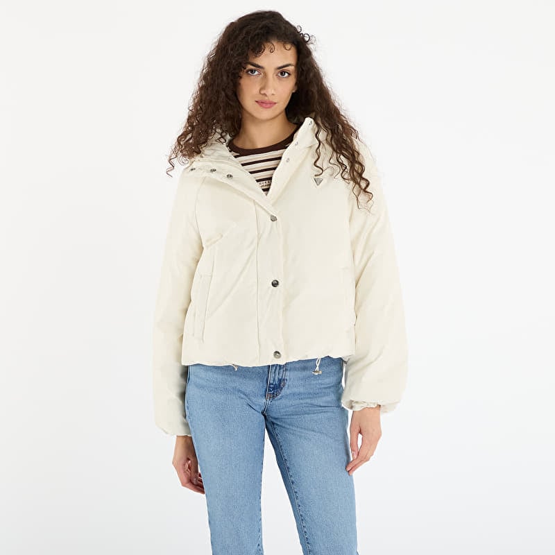 Jakna GUESS 4G Boxy Puffer Jacket Cream
