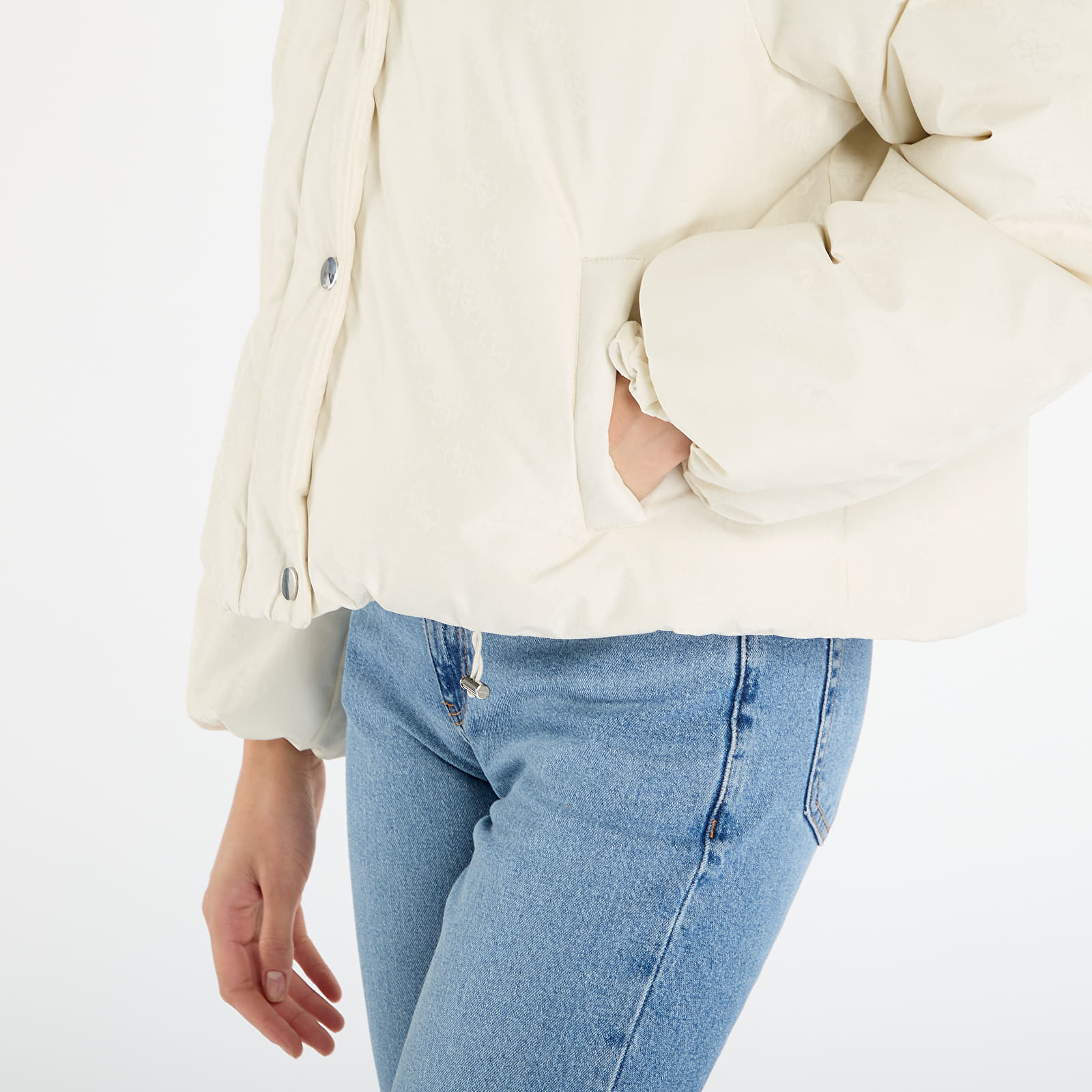 Якета GUESS 4G Boxy Puffer Jacket Cream