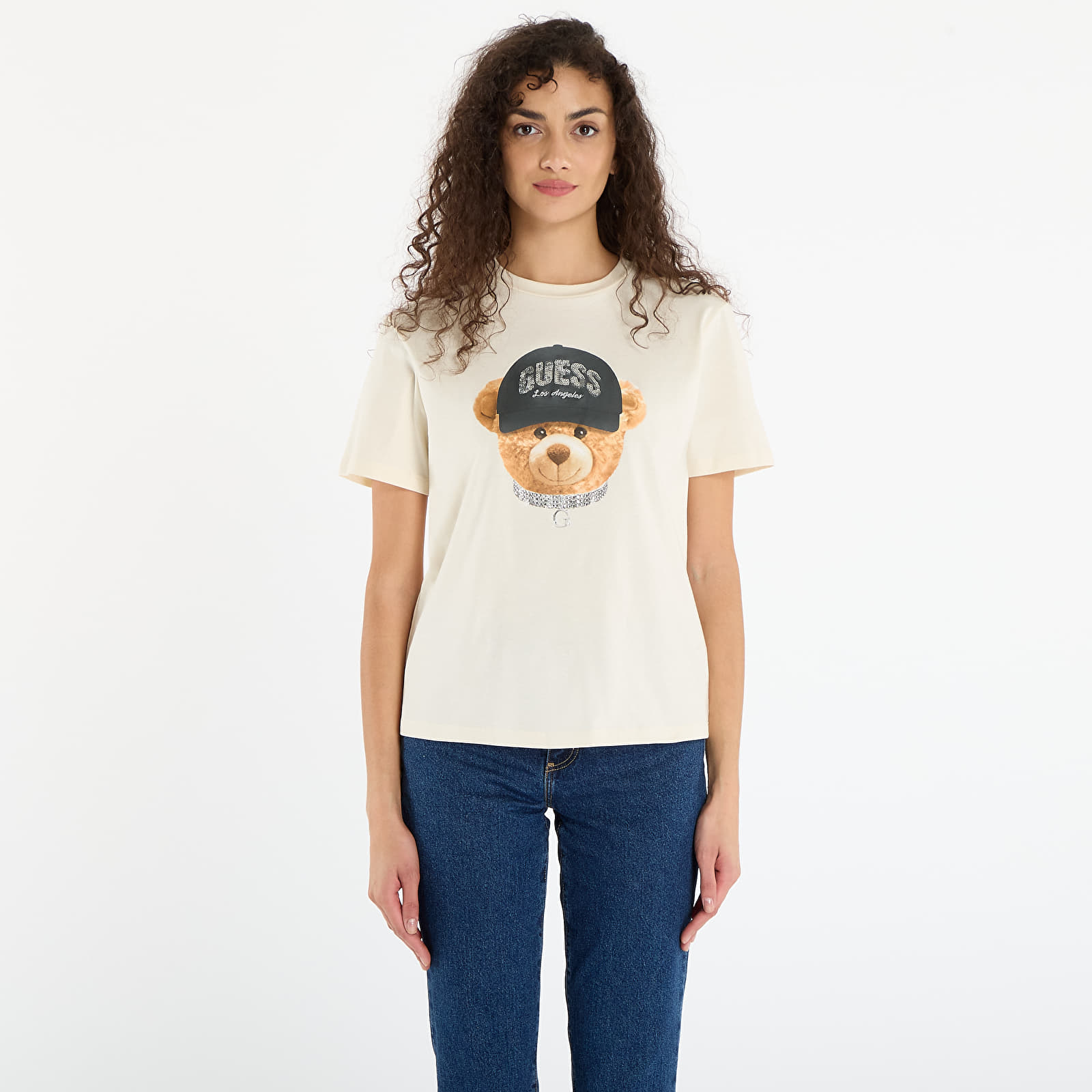 Marškinėliai GUESS Teddy Bear Hat Ss T-Shirt Beige
