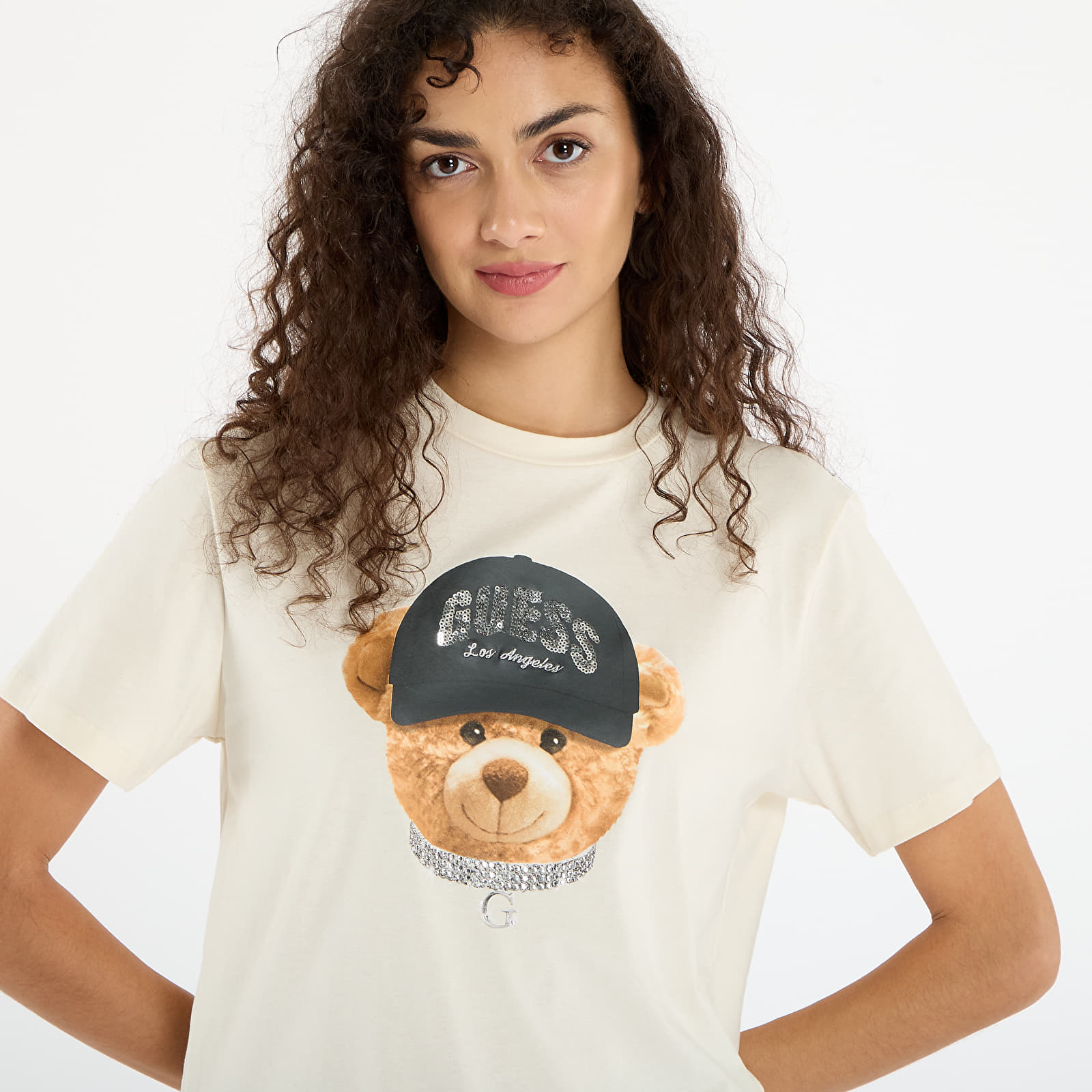 Marškinėliai GUESS Teddy Bear Hat Ss T-Shirt Beige