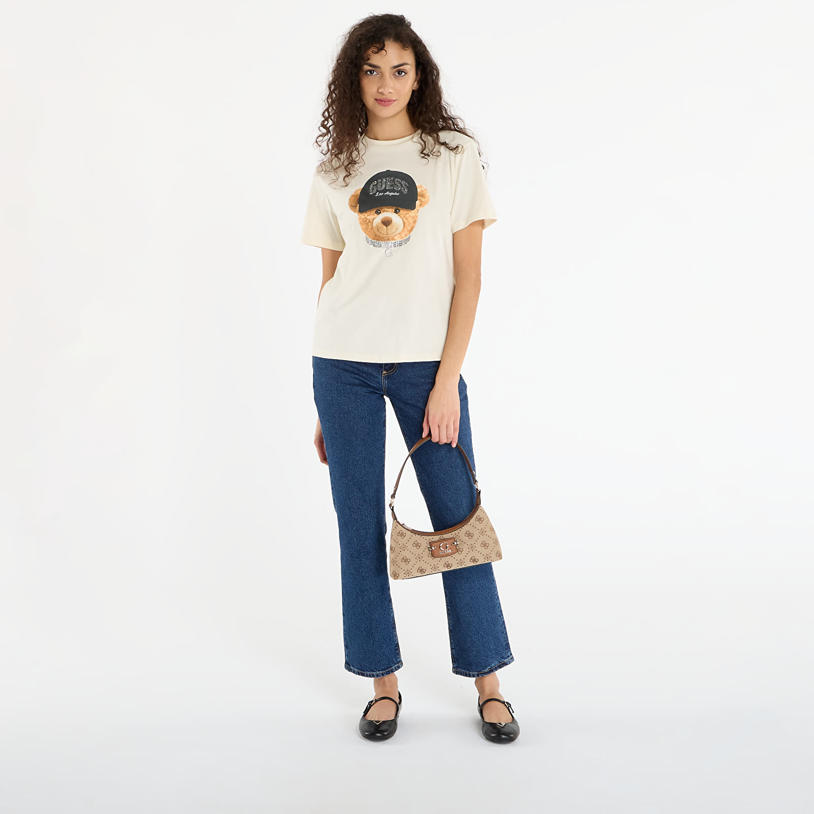 Marškinėliai GUESS Teddy Bear Hat Ss T-Shirt Beige