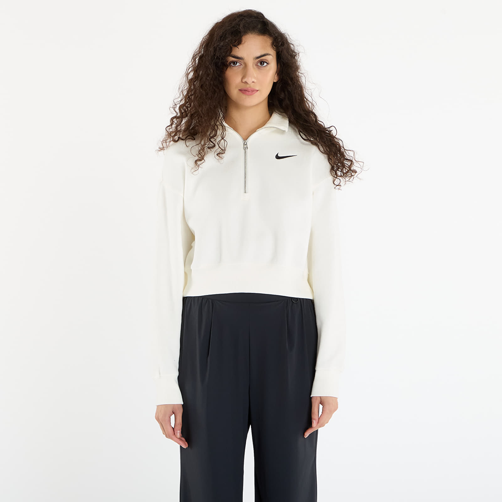 Sweatshirts Nike Sportswear Phoenix Fleece Women's 1/4-Zip Cropped Sweatshirt Sail/ Black