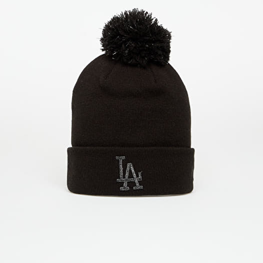 New Era Knit Medium Wmns MLB Metallic Bobble Beanie Los Angeles Dodgers Black