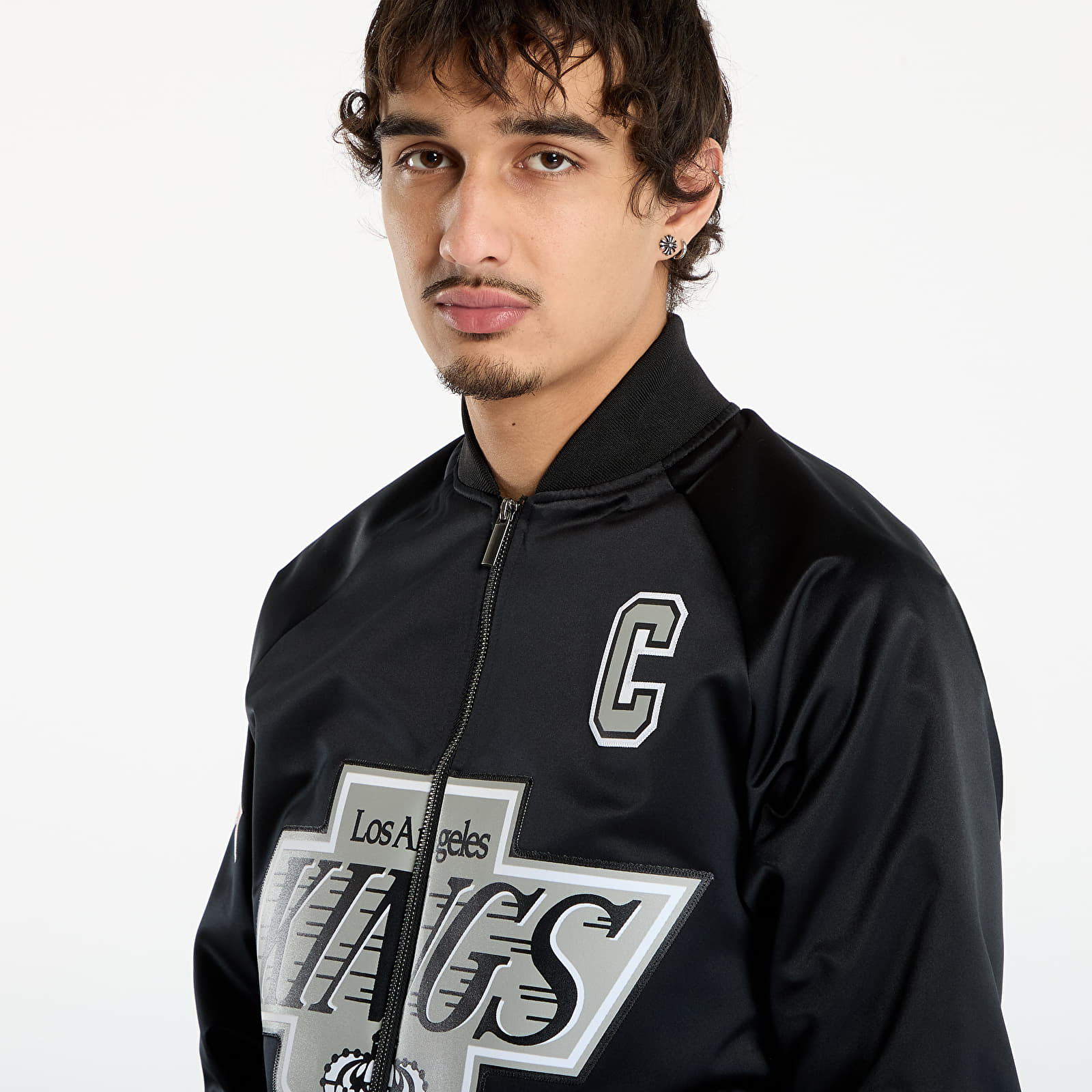 Men's jackets Mitchell & Ness NHL Maxxed Out Satin Jacket Kings Wayne Gretzky Black