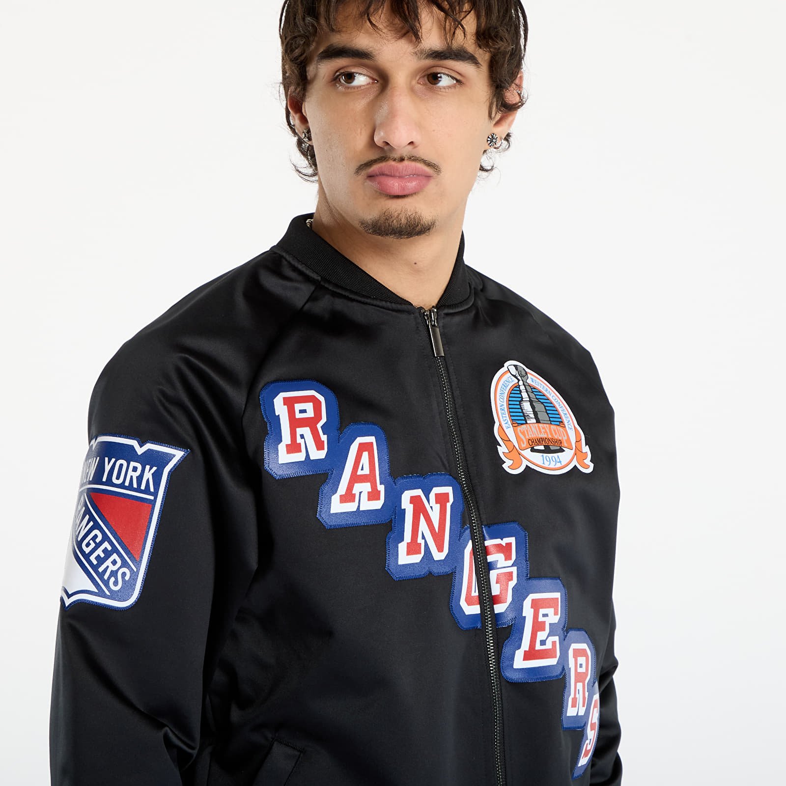 Herrenjacken Mitchell & Ness NHL Maxxed Out Satin Jacket Rangers Mark Messier Black