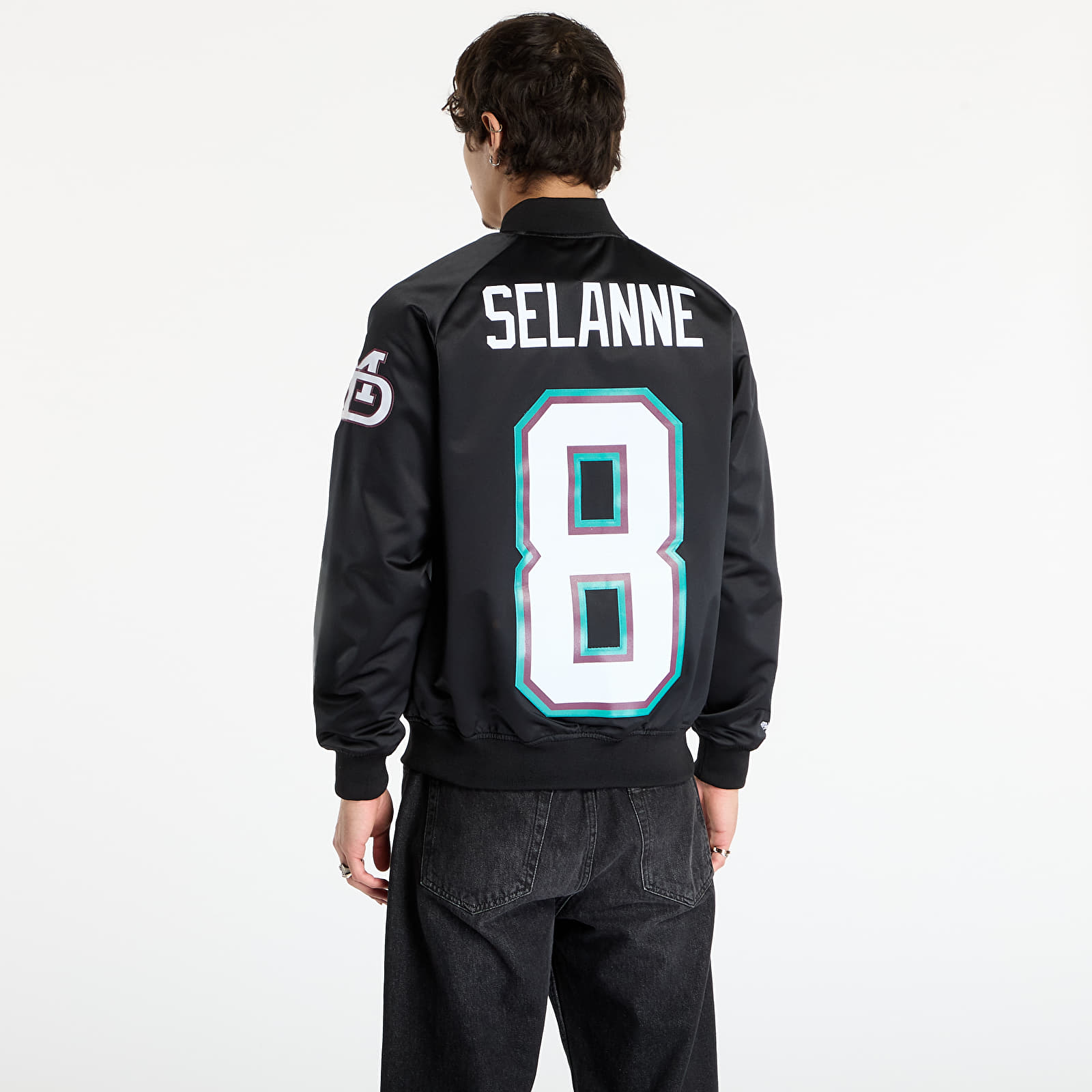 Muške jakne Mitchell & Ness NHL Maxxed Out Satin Jacket Ducks 1992 Teemu Selanne Black