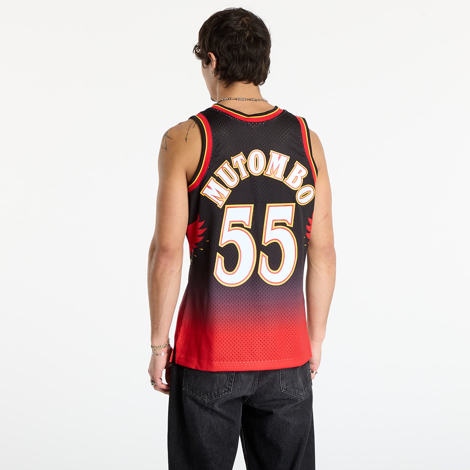 Canotta uomo Mitchell & Ness NBA Swingman Road Jersey Hawks 1996 Dikembe Mutombo Scarlet