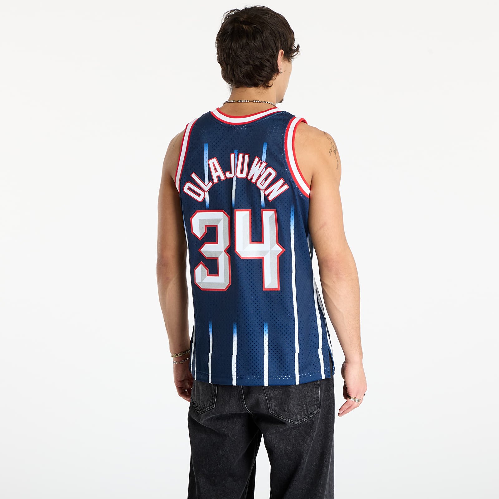 Herren Tank Tops Mitchell & Ness NBA Swingman Road Jersey Rockets 1996 Hakeem Olajuwon Navy