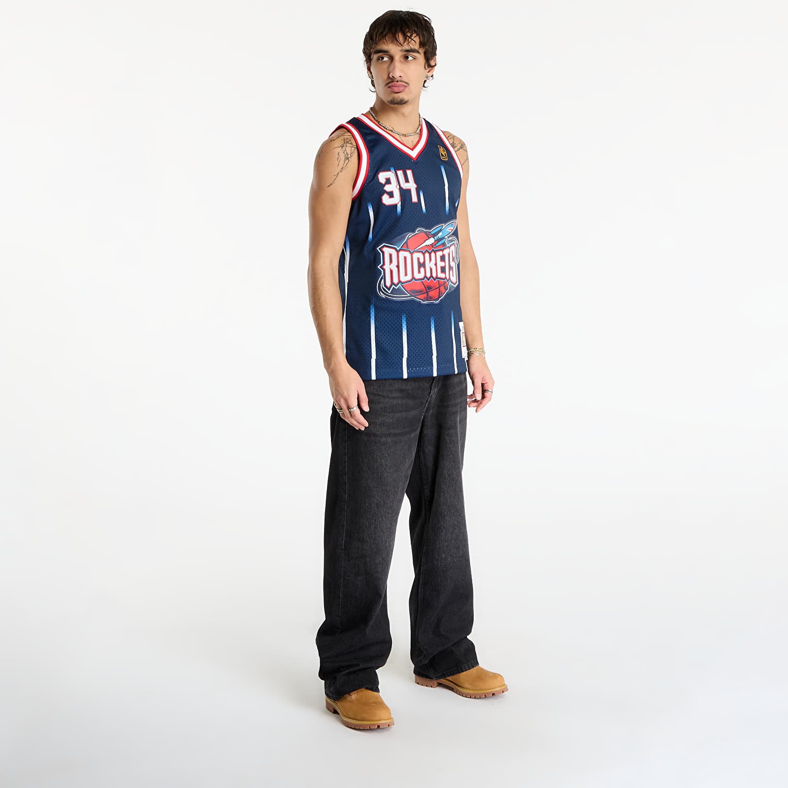 Herren Tank Tops Mitchell & Ness NBA Swingman Road Jersey Rockets 1996 Hakeem Olajuwon Navy