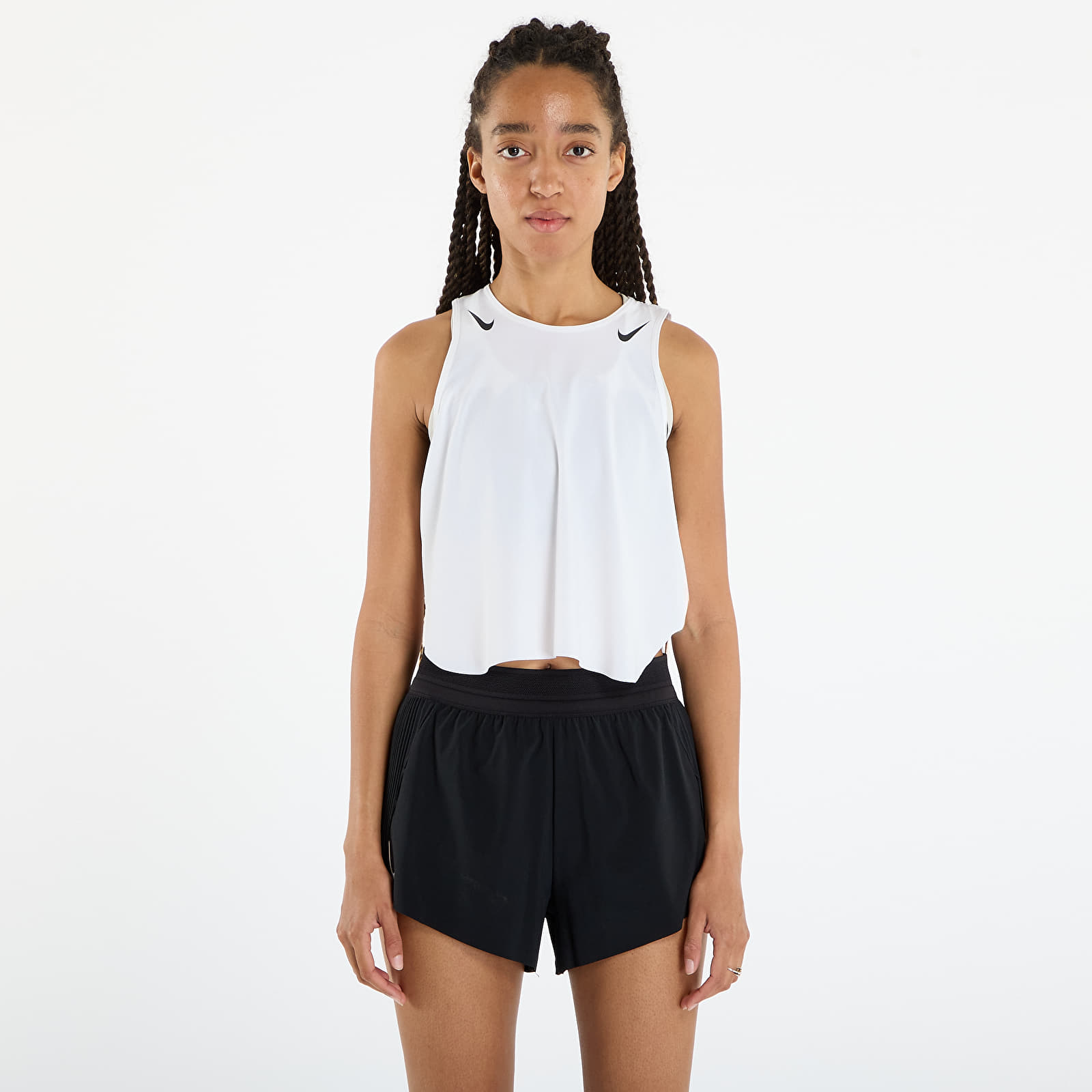 Canotta donna Nike AeroSwift Women's Dri-FIT ADV Cropped Running Tank Top White/ Black