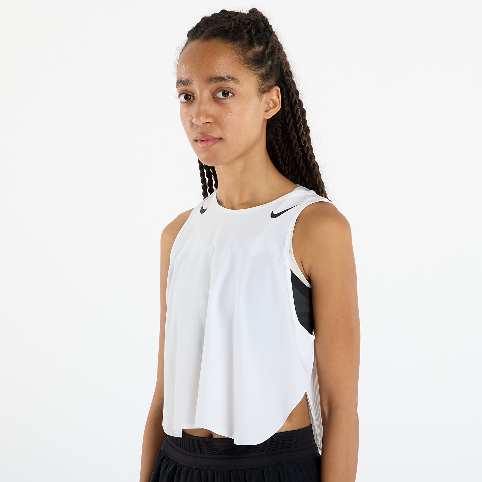 Canotta donna Nike AeroSwift Women's Dri-FIT ADV Cropped Running Tank Top White/ Black