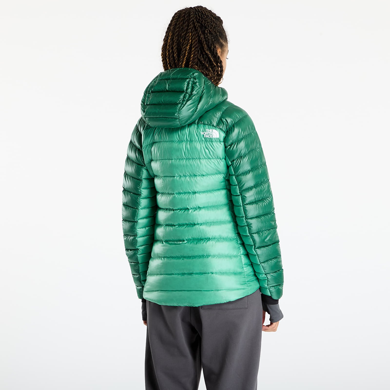 Дамски якета The North Face Summit Breithorn Hooded Down Jacket Nebula Green/ Evergreen