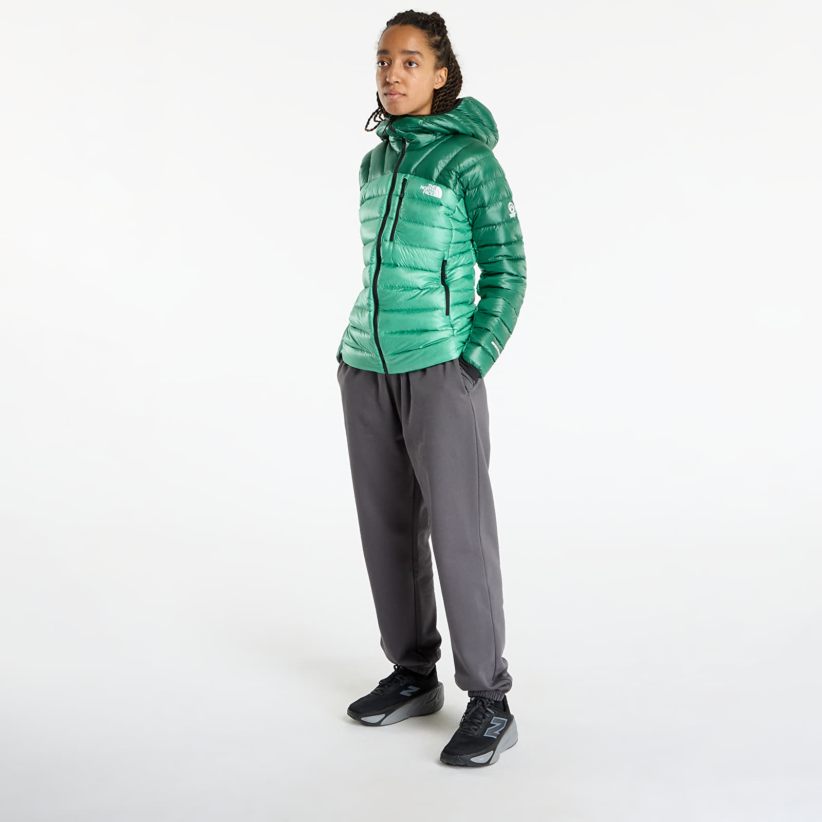 Дамски якета The North Face Summit Breithorn Hooded Down Jacket Nebula Green/ Evergreen