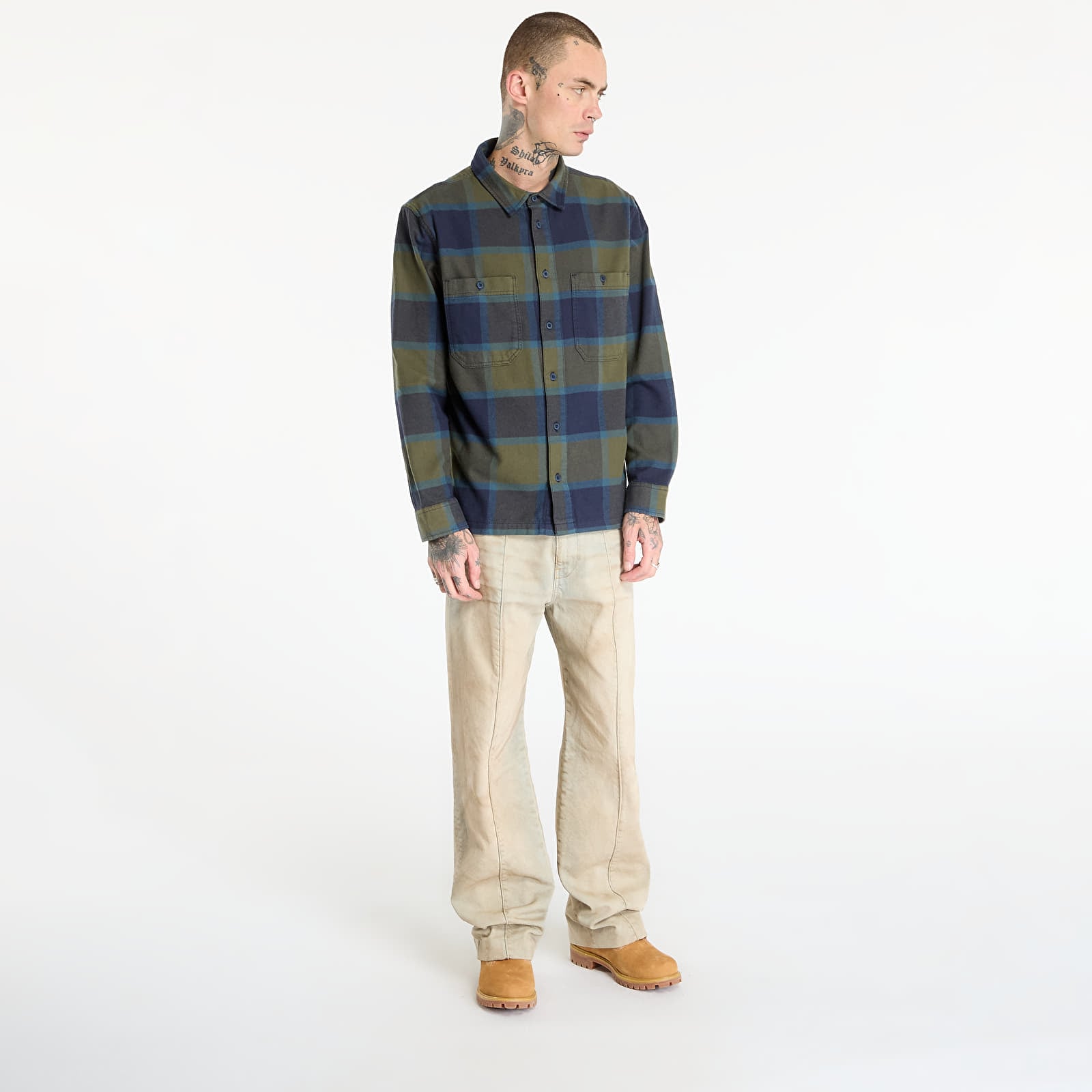 Camicie uomo Vans Larkspur Plaid Flannel Grape Leaf/Pari