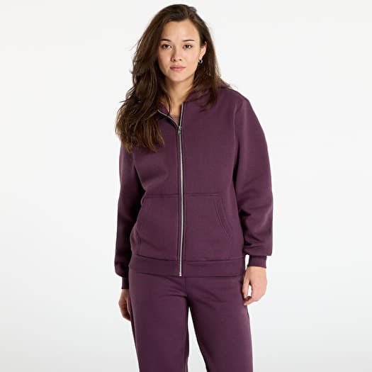 Urban Classics Ladies Fluffy Zip Hoody Plum Purple