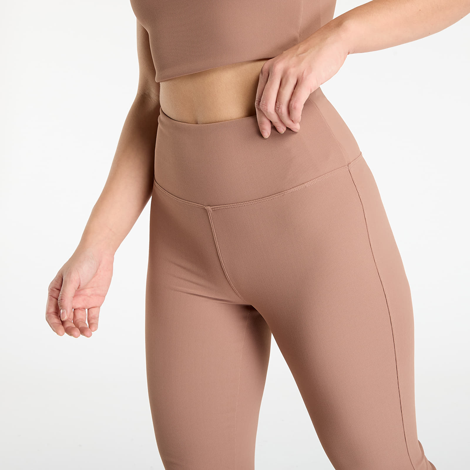 Legíny Urban Classics Ladies Flared Leggings Rib Light Brown